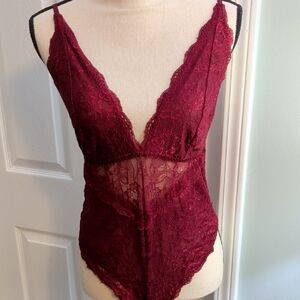Burgundy Lace Bodysuit